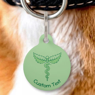 Caduceus with Leaves Pet ID Tag