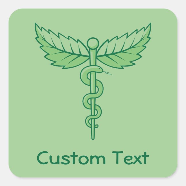 Caduceus with Leaves Square Sticker (Front)