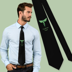 Caduceus with Leaves Tie