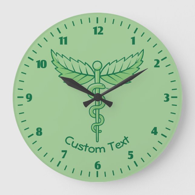 Caduceus with Leaves Wall Clock (Front)