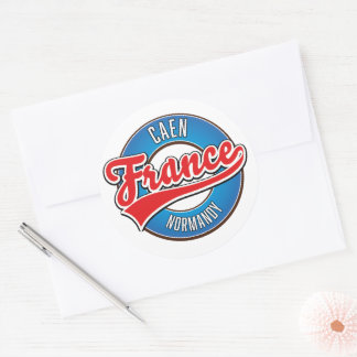 Caen Normandy France retro logo Classic Round Sticker