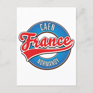 Caen Normandy France retro logo Invitation Postcard