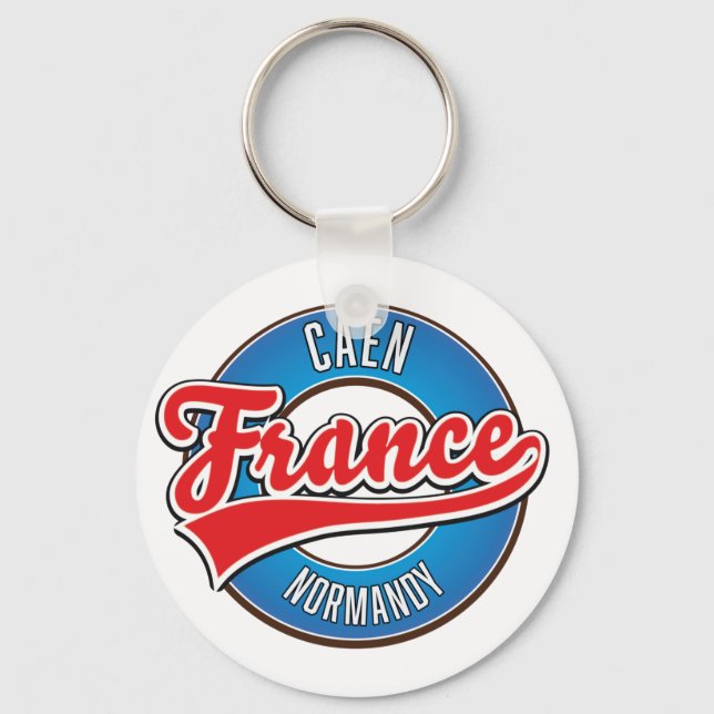Caen Normandy France retro logo Key Ring (Front)