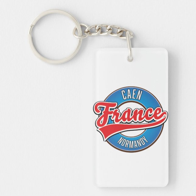 Caen Normandy France retro logo Key Ring (Front)
