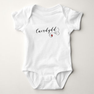 Caerdydd Cardiff Flag In Heart, Wales Baby Bodysuit