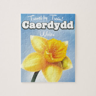 Caerdydd, Wales vintage Daffodil travel poster Jigsaw Puzzle