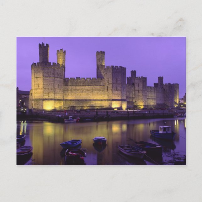 Caernarfon Castle, at Night, Gwynedd, Wales Postcard (Front)
