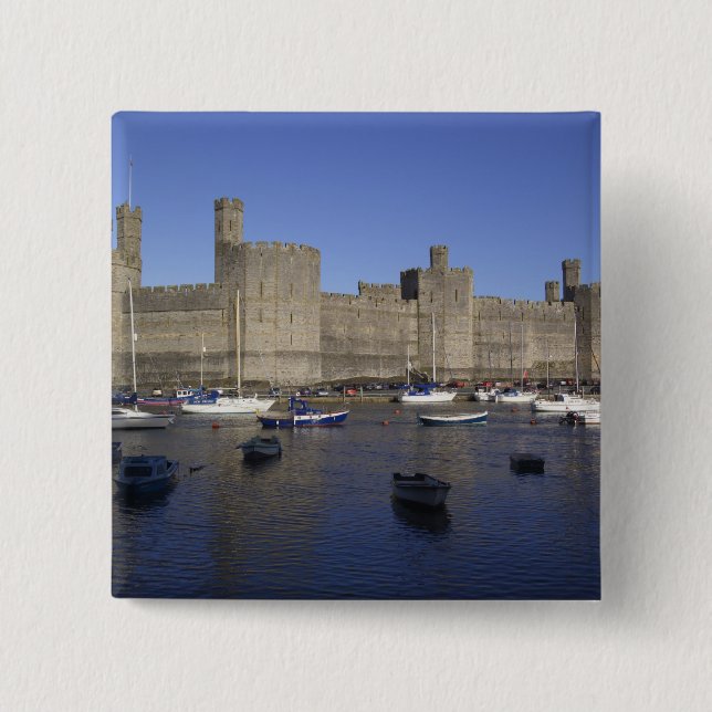 Caernarfon Castle, Gwynedd, Wales (RF) 15 Cm Square Badge (Front)