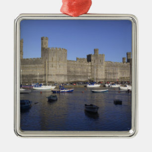Caernarfon Castle, Gwynedd, Wales (RF) Metal Tree Decoration