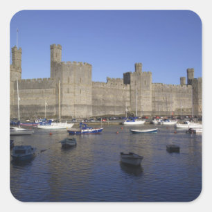 Caernarfon Castle, Gwynedd, Wales (RF) Square Sticker