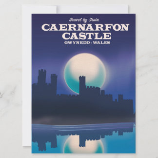 Caernarfon Castle, Gwynedd Wales travel poster Invitation