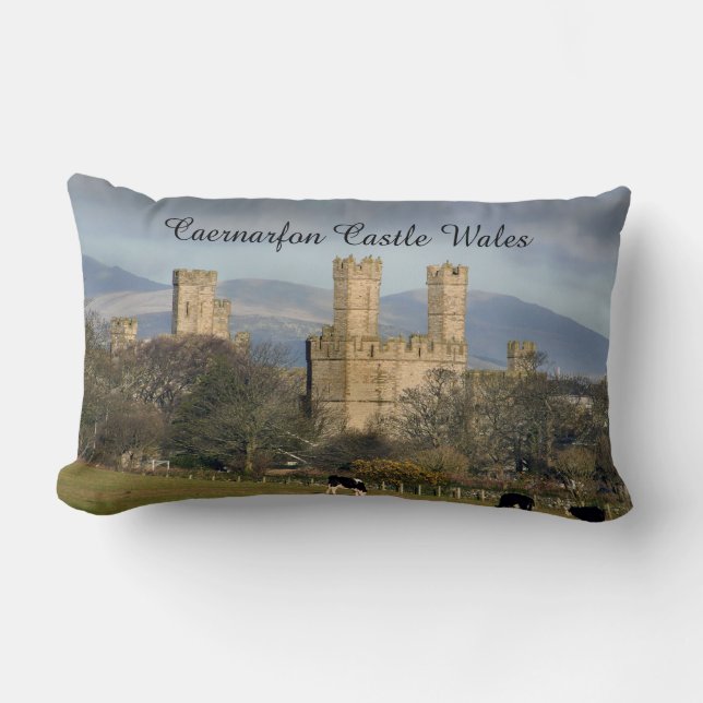 Caernarfon Castle Wales. Lumbar Cushion (Front)