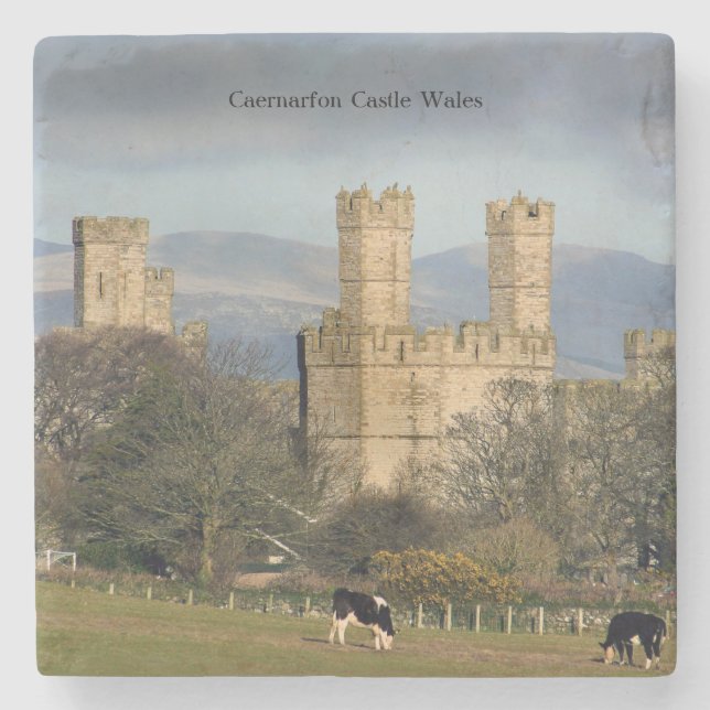 Caernarfon Castle Wales. Stone Coaster (Front)