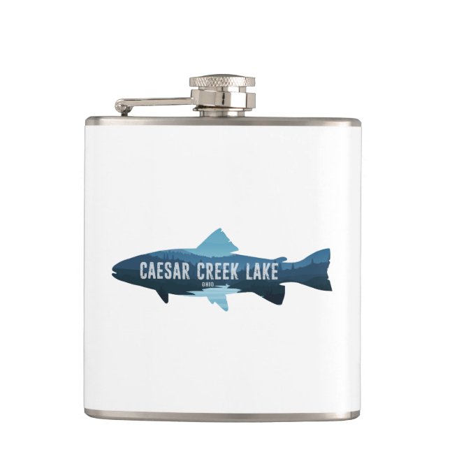 Caesar Creek Lake Ohio Fish Hip Flask (Front)