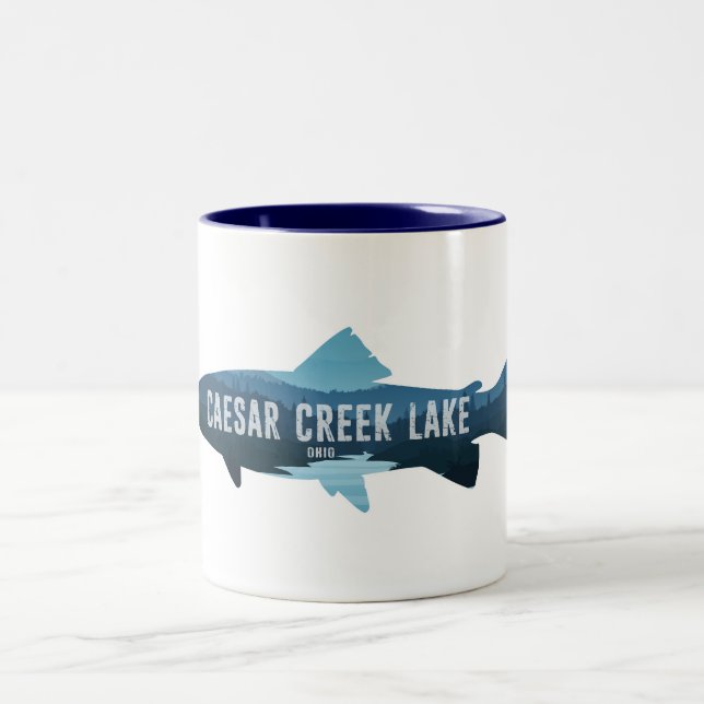 Caesar Creek Lake Ohio Fish Two-Tone Coffee Mug (Center)