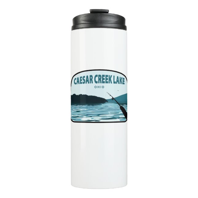 Caesar Creek Lake Ohio Fishing Rod Thermal Tumbler (Front)