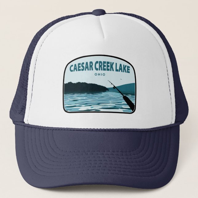 Caesar Creek Lake Ohio Fishing Rod Trucker Hat (Front)