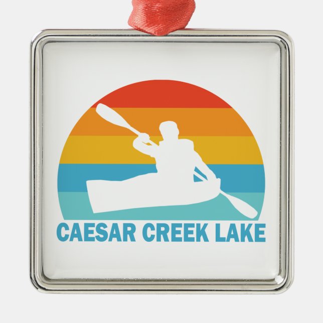 Caesar Creek Lake Ohio Kayak Metal Tree Decoration (Front)