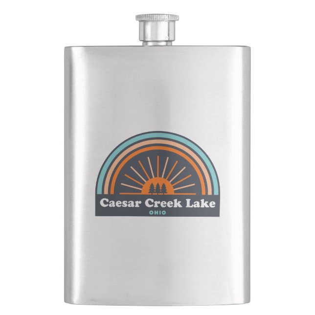 Caesar Creek Lake Ohio Rainbow Hip Flask (Front)