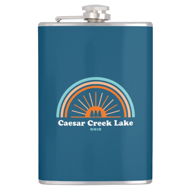 Caesar Creek Lake Ohio Rainbow Hip Flask (Front)