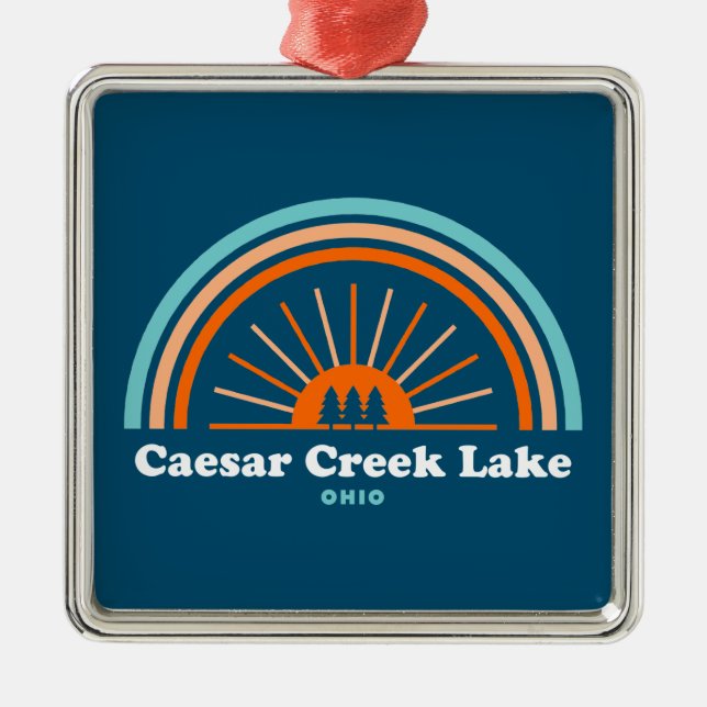 Caesar Creek Lake Ohio Rainbow Metal Tree Decoration (Front)