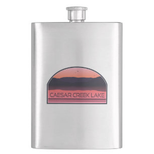 Caesar Creek Lake Ohio Red Sunrise Hip Flask