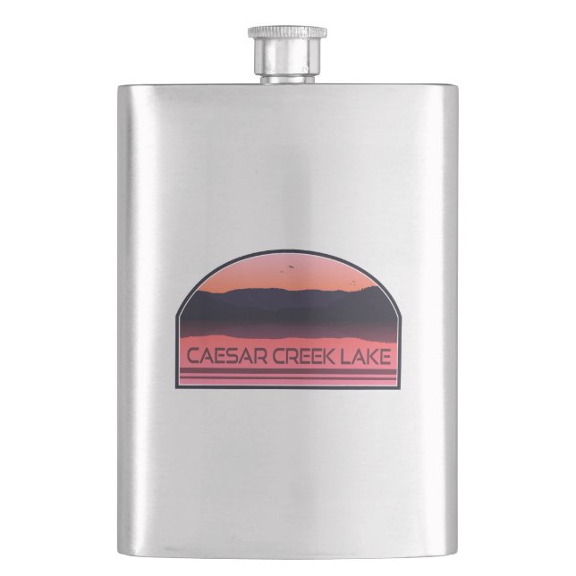 Caesar Creek Lake Ohio Red Sunrise Hip Flask (Front)