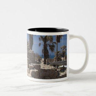 Caesarea ruins of port built by Herod the Great 3 Two-Tone Coffee Mug