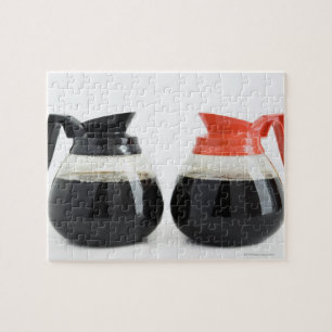 Caf. and Decaf. Coffee Pots on White. Jigsaw Puzzle