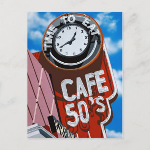 Cafe 50's Retro Diner Painting Postcard