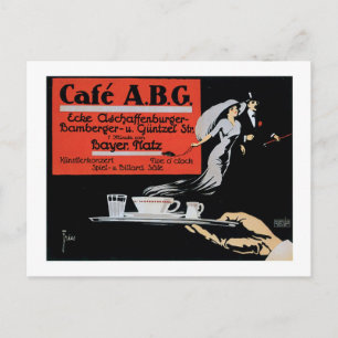 Cafe ABG Vintage Coffee Shop Ad Art Postcard