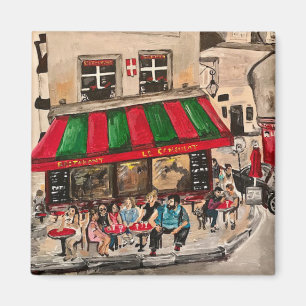 "Cafe at Rue Norvins, Montmarte" Paris Magnet