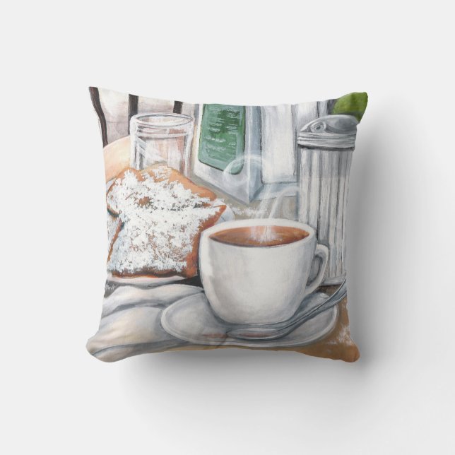 Cafe au Lait and Beignets Pillow (Front)