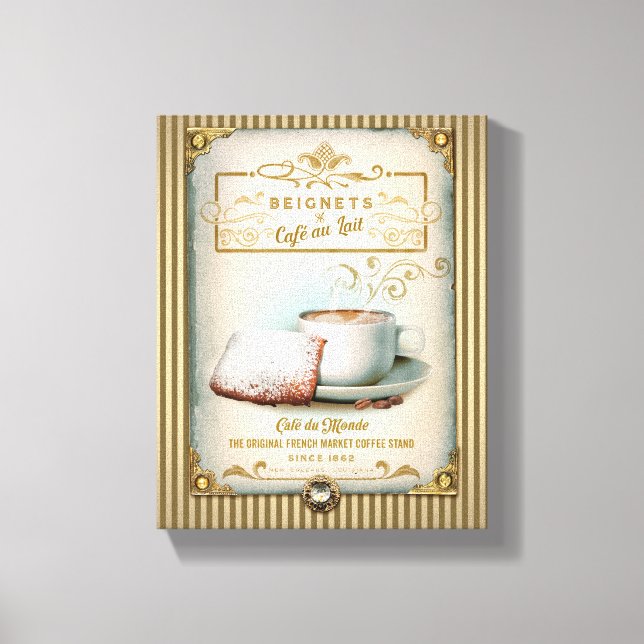 Cafe au Lait & Beignets Canvas Print (Front)