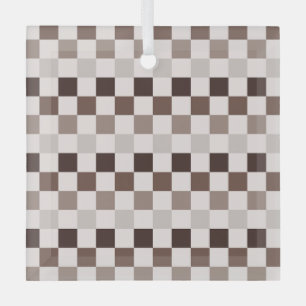 Cafe Au Lait checkerboard pattern Glass Tree Decoration