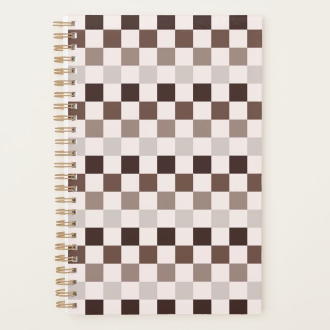 Cafe Au Lait checkerboard pattern Planner (Front)