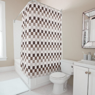 Cafe Au Lait checkerboard pattern Shower Curtain