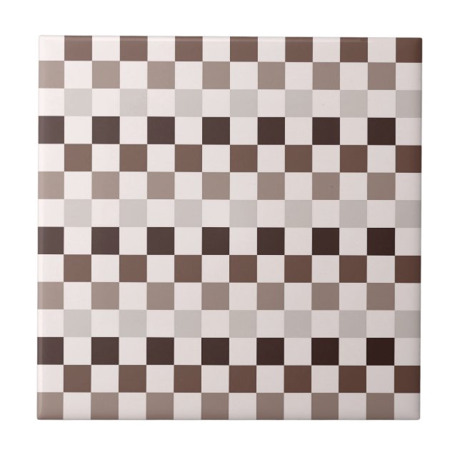 Cafe Au Lait checkerboard pattern Tile (Front)