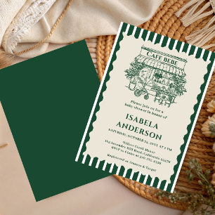 Cafe Baby Hand Drawn Italian Baby Shower  Invitation