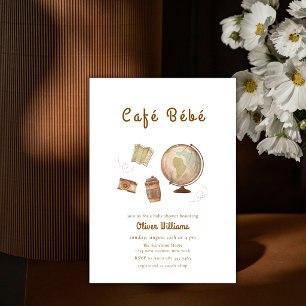 Café Bébé Adventure Globe Coffee Baby shower Invitation