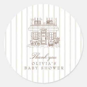 Cafe Bebe Baby Shower  Classic Round Sticker