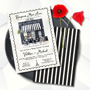 Cafe Bebe Baby Shower Paris France Store front Invitation