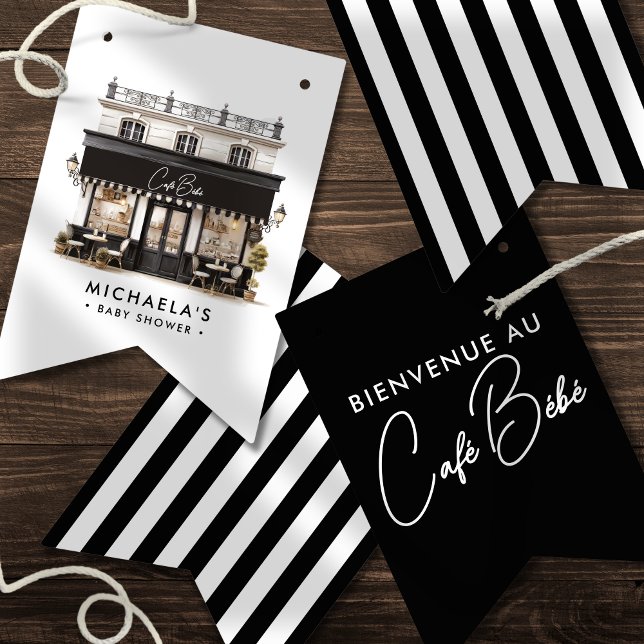 Café Bébé Black & White Paris Baby Shower Bunting (Creator Uploaded)