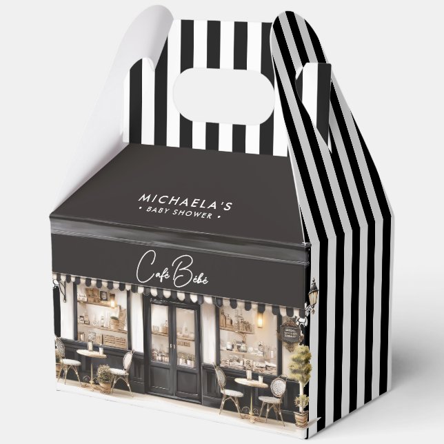 Café Bébé Black & White Paris Baby Shower Favour Box (Front)
