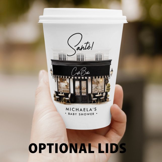 Café Bébé Black & White Paris Baby Shower Paper Cups (Creator Uploaded)
