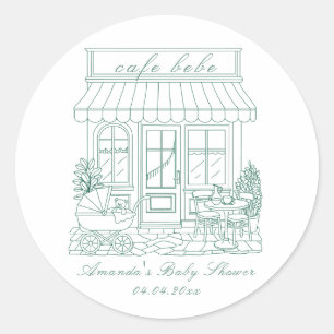 Cafe Bebe Bonjour Baby Shower Classic Round Sticker