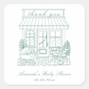Cafe Bebe Bonjour Baby Shower Square Sticker
