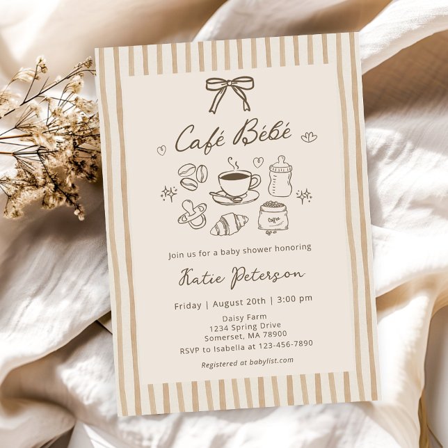 Cafe Bebe Brown Coffee Baby Shower Invitation  (Creator Uploaded)