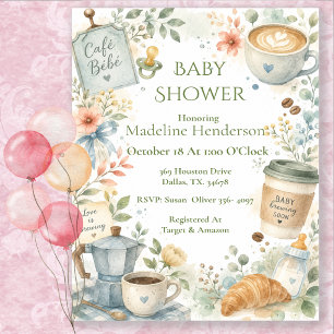 Cafe Bebe Coffee Baby Shower Invitation