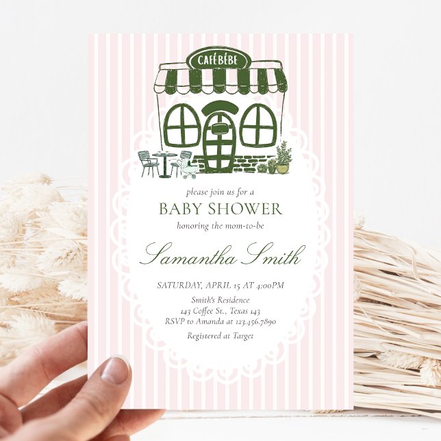 Cafe Bebe Coffee Baby Shower Invitation (Baby is Brewing Coffee Cafe Bebe Baby Shower Invitation)